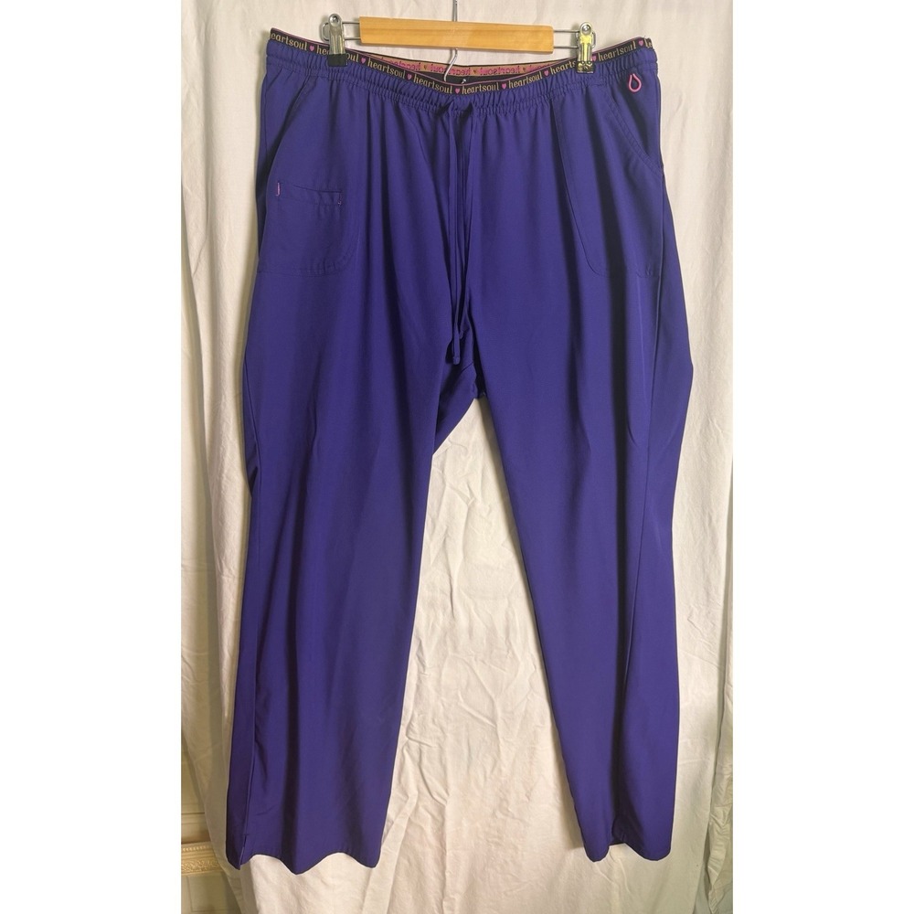 Heart Soul Women's Purple Elastic Waist Scrub Pants Size 2xL